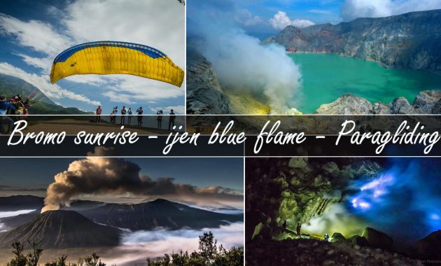 bromo sunrise ijen blue flame paragliding