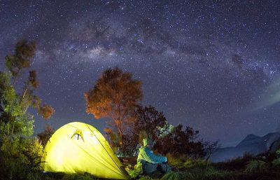 mount bromo milky way by camping